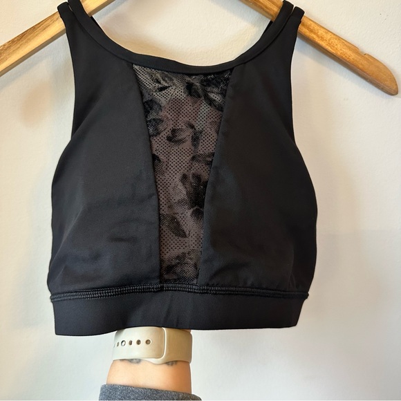 lululemon Energy Bra High Neck Flocked Mesh Black Size 6 - Picture 3 of 14